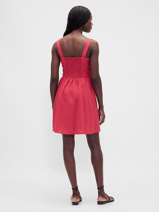 Image number 2 showing, Linen-Blend Drop-Waist Mini Dress