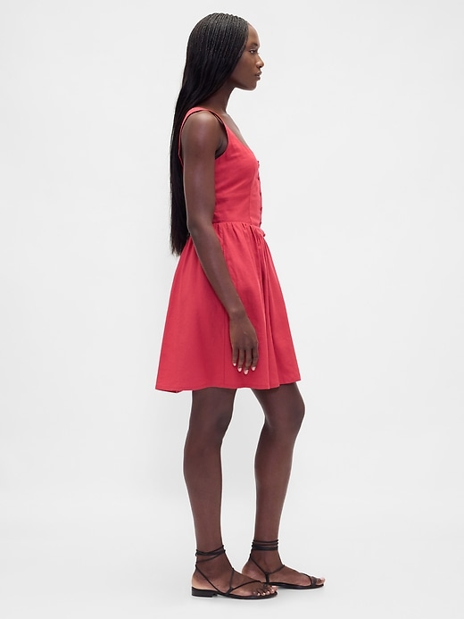 Image number 3 showing, Linen-Blend Drop-Waist Mini Dress