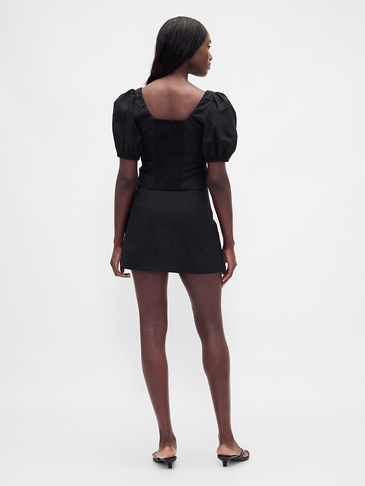 Image number 2 showing, Low Rise Linen-Blend Mini Skort