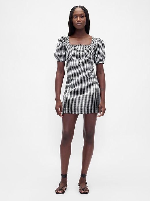 Image number 2 showing, Linen-Blend Puff-Sleeve Crop Corset Top