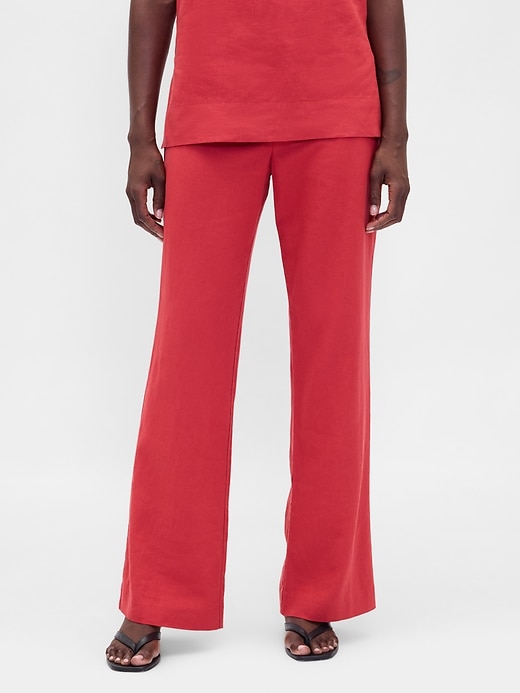 Image number 2 showing, Low Rise Linen-Blend Flare Pants