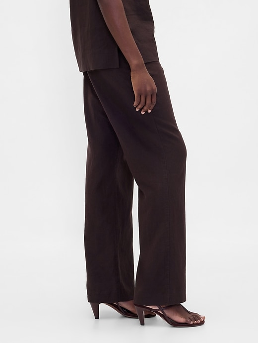Image number 3 showing, Low Rise Linen-Blend Flare Pants