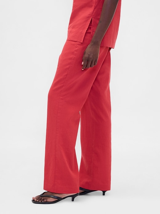 Image number 3 showing, Low Rise Linen-Blend Flare Pants