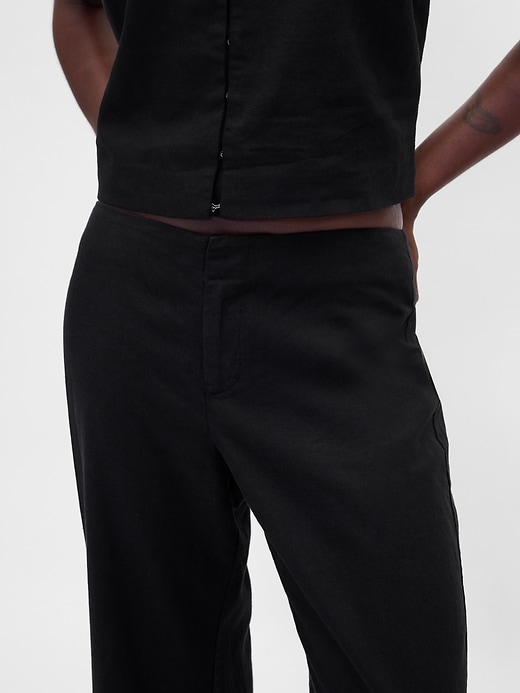 Image number 6 showing, Low Rise Linen-Blend Flare Pants