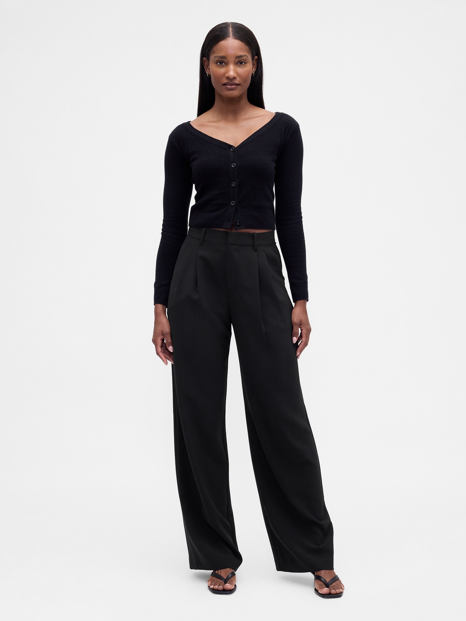 Curvy 365 High Rise Pleated Trousers - True Black