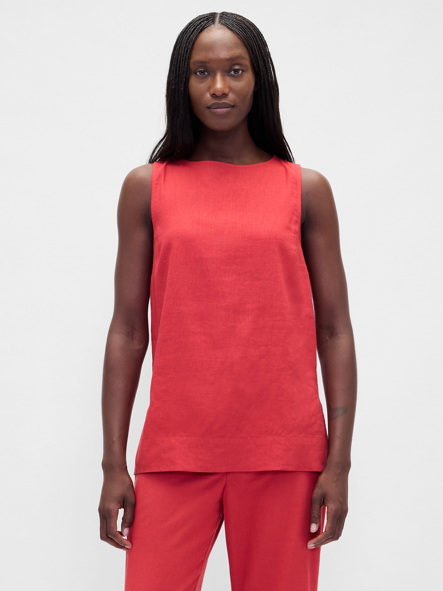 Gap Linen-blend Shell Tank Top In Red
