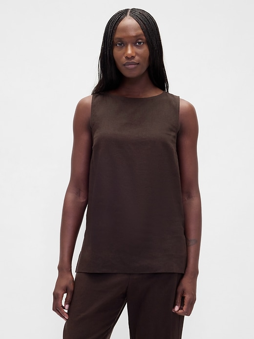 Image number 1 showing, Linen-Blend Shell Tank Top