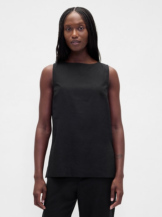 Image number 1 showing, Linen-Blend Shell Tank Top