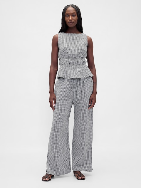 Cotton Gauze Easy Split-Hem Pants