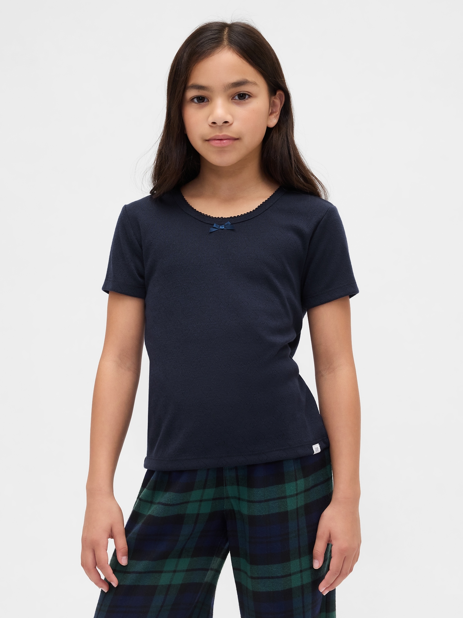 Kids Recycled Pointelle PJ T-Shirt - Dark Night