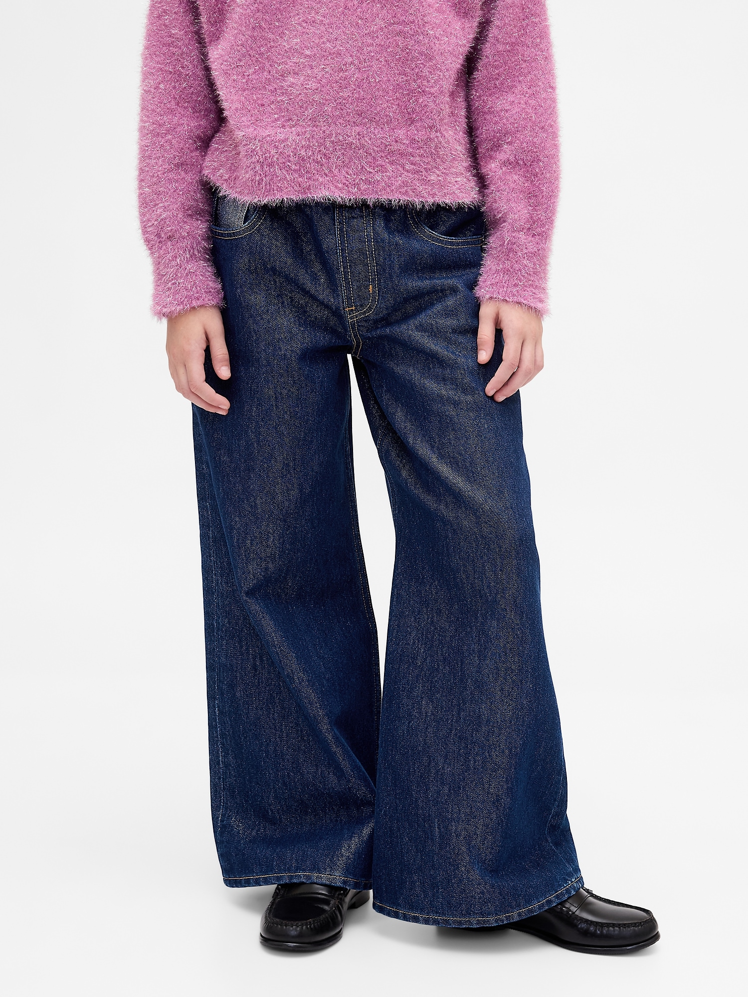Kids Low Rise Baggy Metallic Jeans