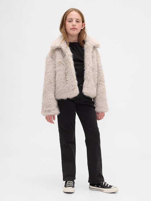 Image number 3 showing, Kids Recycled Faux Fur Crop Coat