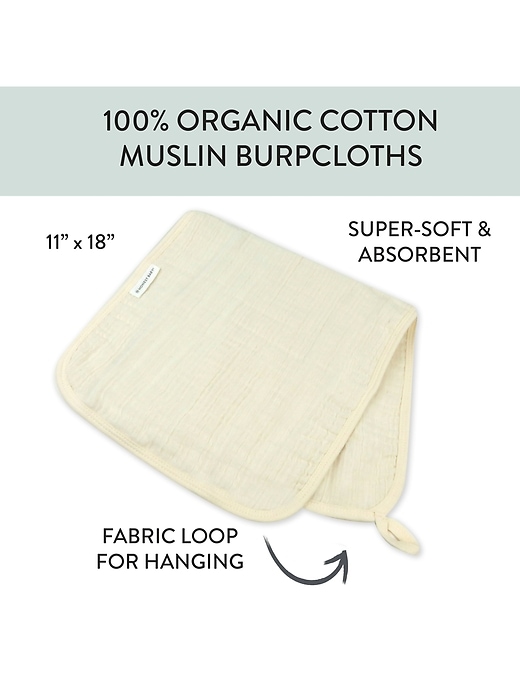Image number 3 showing, Honest Baby Clothing 5 Pack Organic Cotton Multi Layer Woven Burp Cloths