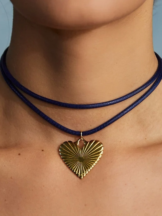 Image number 3 showing, Exclusive Gap Denim Ribbed Heart of Gold Necklace