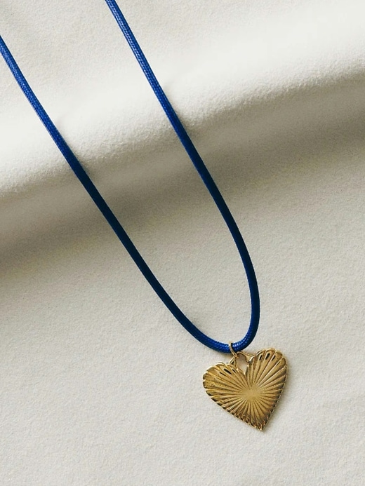Image number 4 showing, Exclusive Gap Denim Ribbed Heart of Gold Necklace