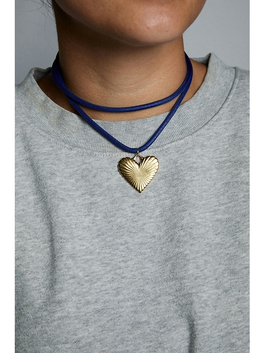 Image number 2 showing, Exclusive Gap Denim Ribbed Heart of Gold Necklace