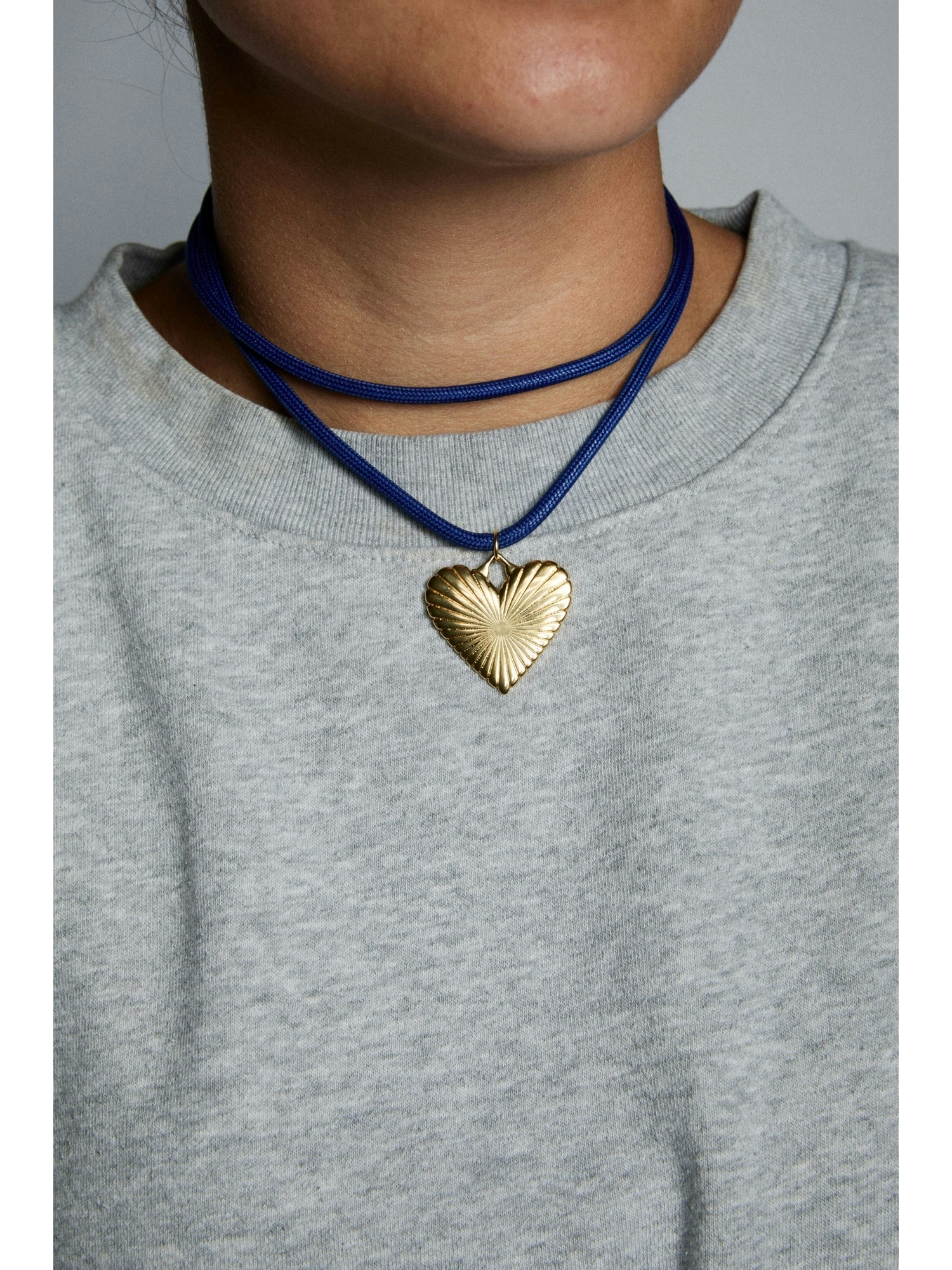 Exclusive Gap Denim Ribbed Heart of Gold Necklace
