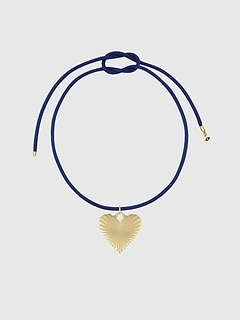 Exclusive Gap Denim Ribbed Heart of Gold Necklace