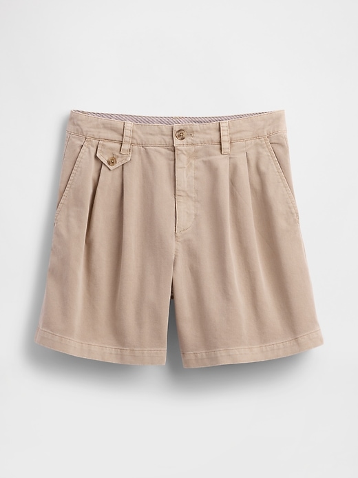 Image number 5 showing, 6" Mid Rise Twill Pleated Trouser Shorts