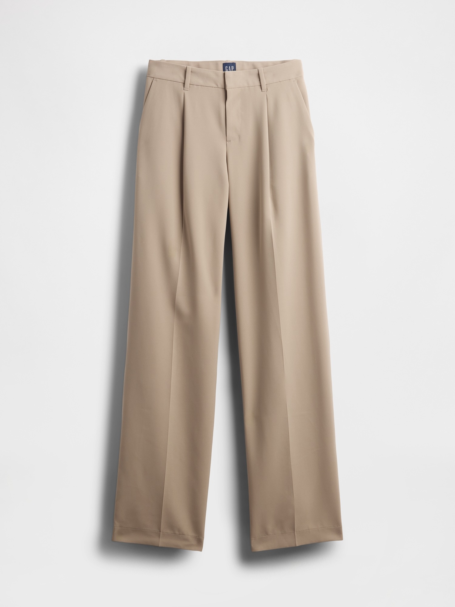 Женские брюки Gap 365 Low Rise Brushed Twill Pleated Trousers, цвет: Бежевый — фото 7