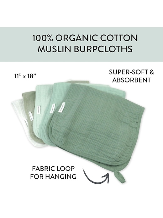 Image number 3 showing, Honest Baby Clothing 5 Pack Organic Cotton Multi Layer Woven Burp Cloths
