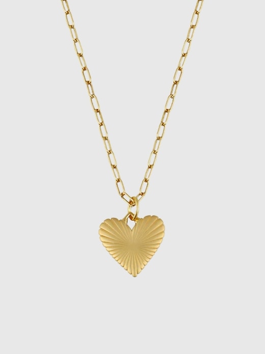Image number 1 showing, HART Small Ribbed Heart of Gold Necklace