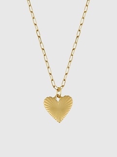 HART Small Ribbed Heart of Gold Necklace