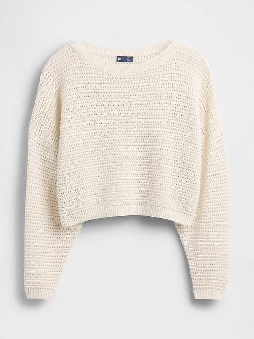 Image number 4 showing, Crochet Boatneck Crop Sweater