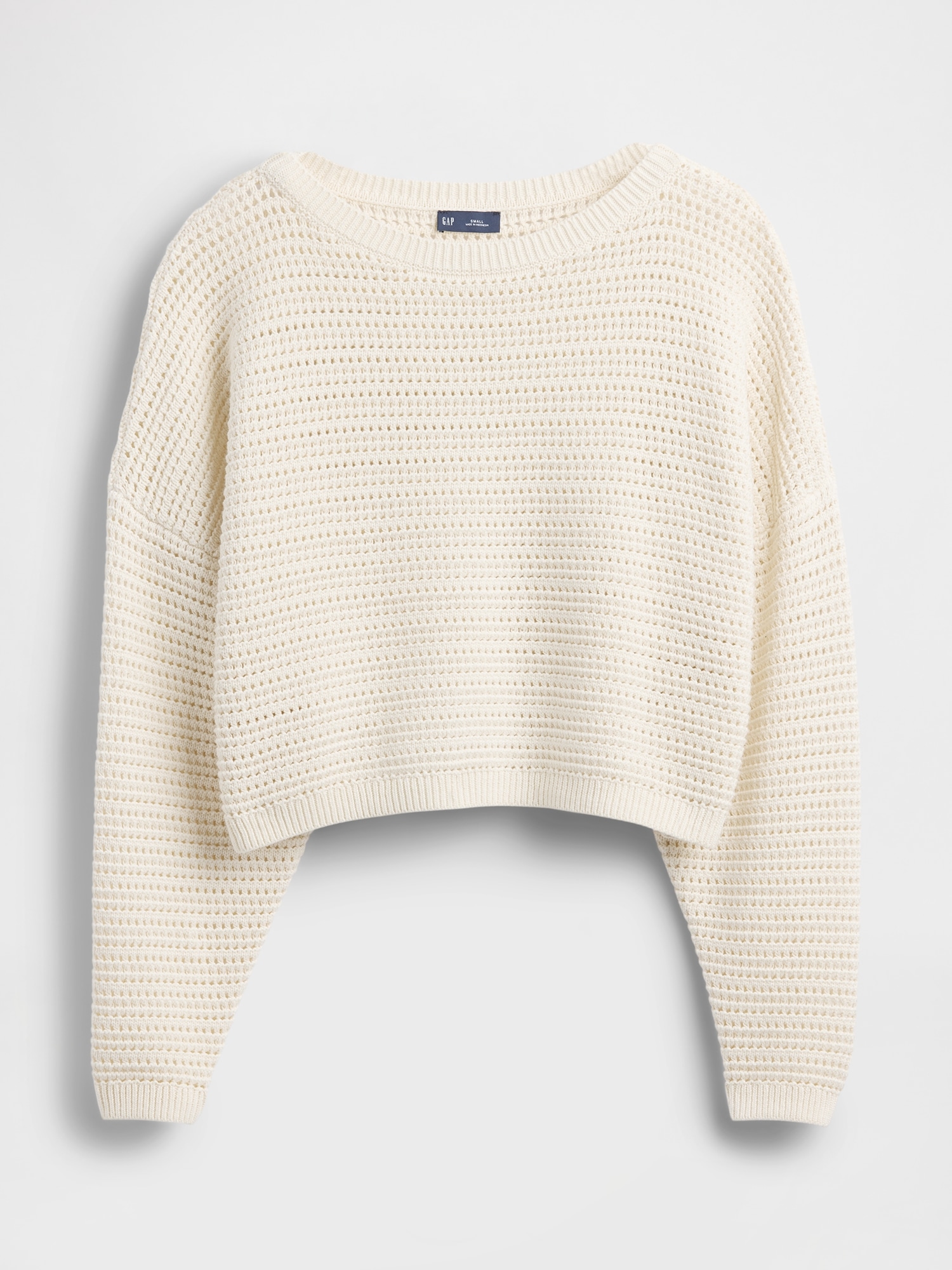 Crochet Boatneck Crop Sweater
