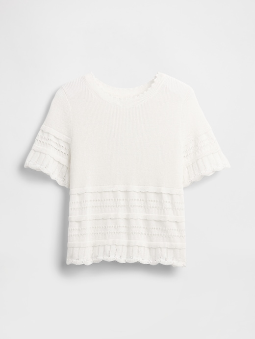Image number 5 showing, Linen-Blend Pointelle Sweater Crop Top