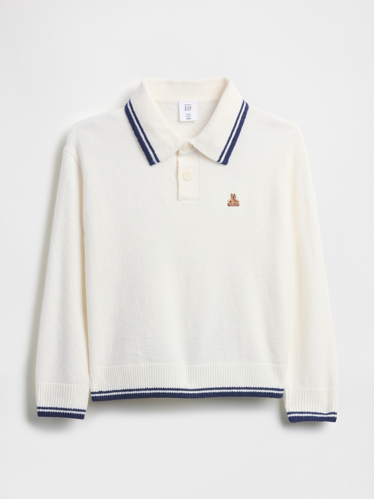 Baby & Toddler CashSoft Polo Sweater - Ivory Frost