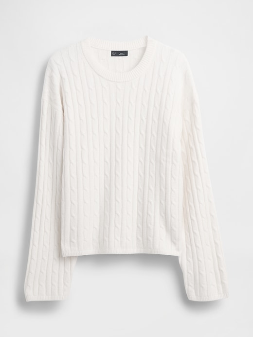 Image number 5 showing, CashSoft Cable-Knit Crewneck Sweater
