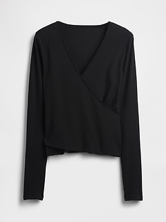 Modern Wide Rib Wrap V-Neck T-Shirt