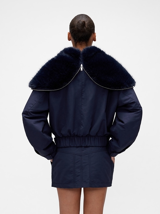 Image number 5 showing, GapStudio Faux Fur-Lined Crop Bomber Jacket