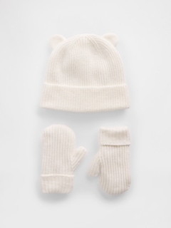 Baby & Toddler CashSoft Bear Beanie & Mittens Set