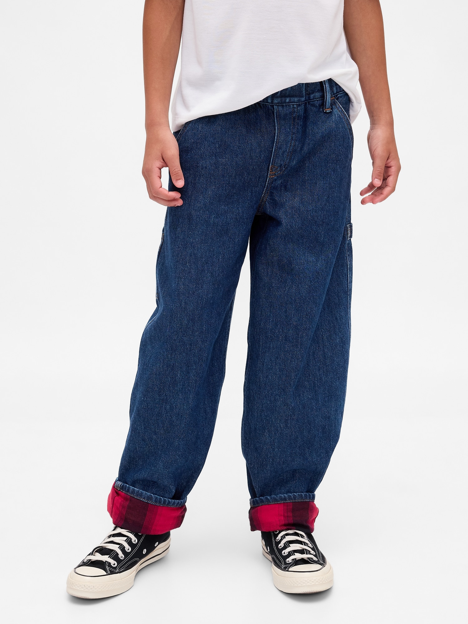 Stranger Things Kids Flannel-Lined Carpenter Baggy Jeans