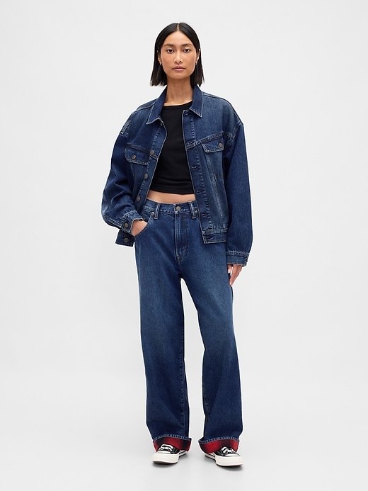 Image number 2 showing, Stranger Things Adult Flannel-Lined Extra Baggy Jeans