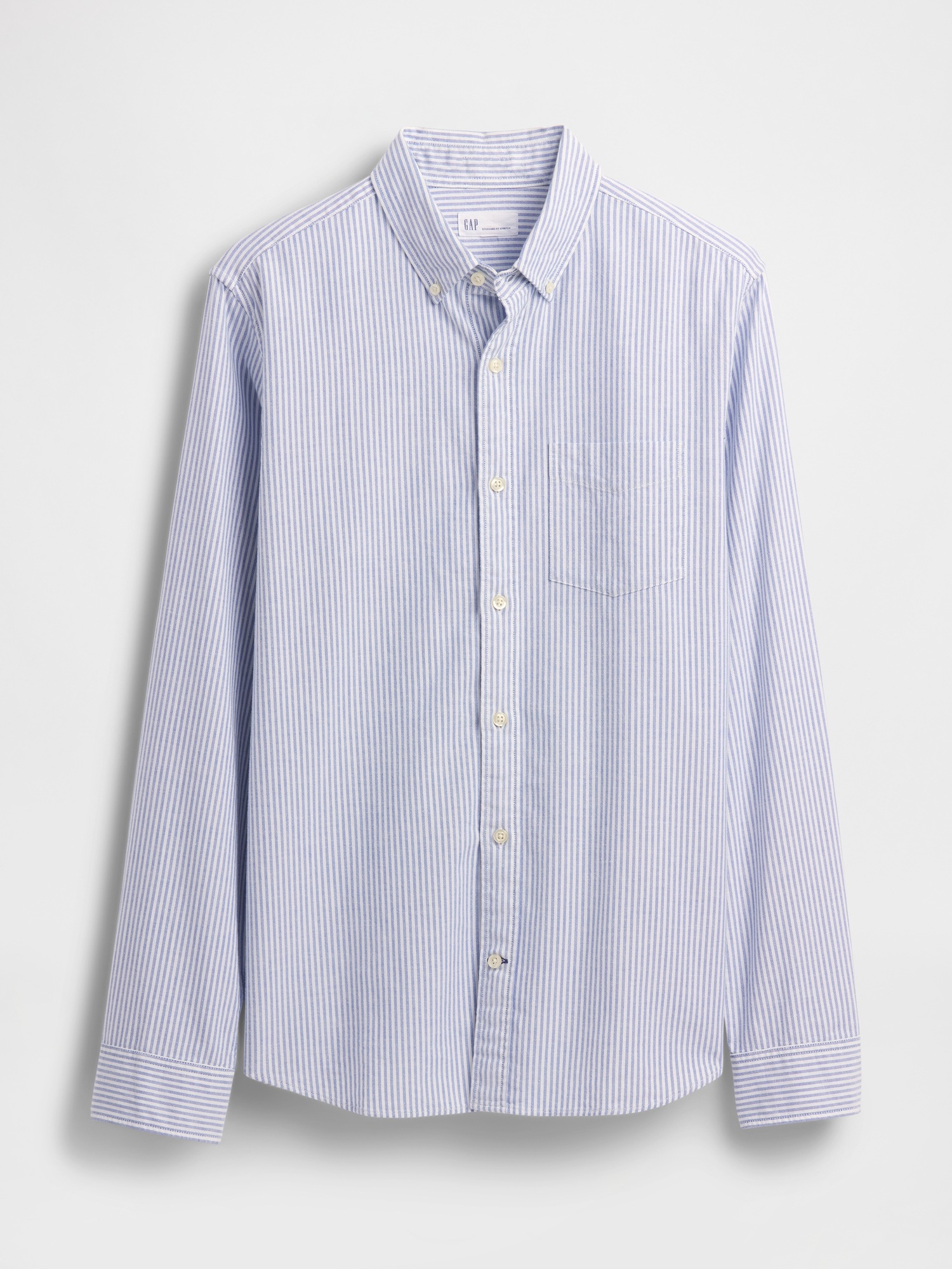 Мужская рубашка Gap Oxford Shirt in Classic Fit, цвет: Синий полосатый — фото 5