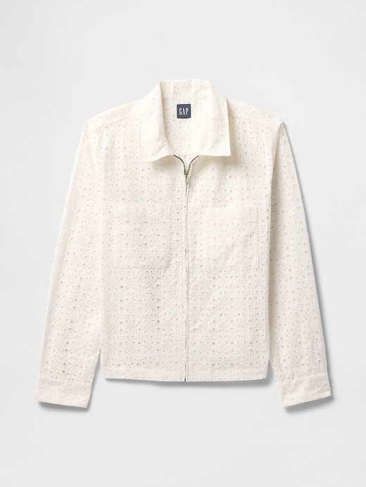 Image number 5 showing, Poplin Eyelet Full-Zip Pocket Shirt