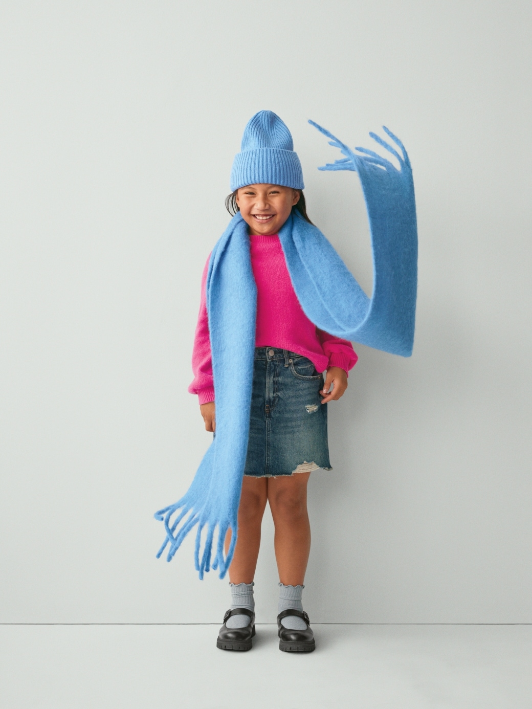 Kids High Rise Denim Skirt