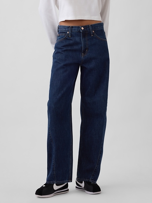 Image number 2 showing, High Rise Barrel Jeans
