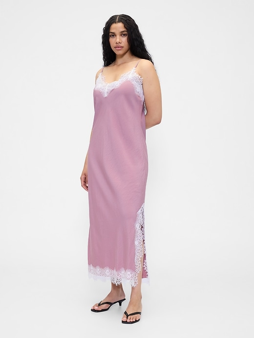 Image number 5 showing, Lace-Trim Maxi Slip Dress