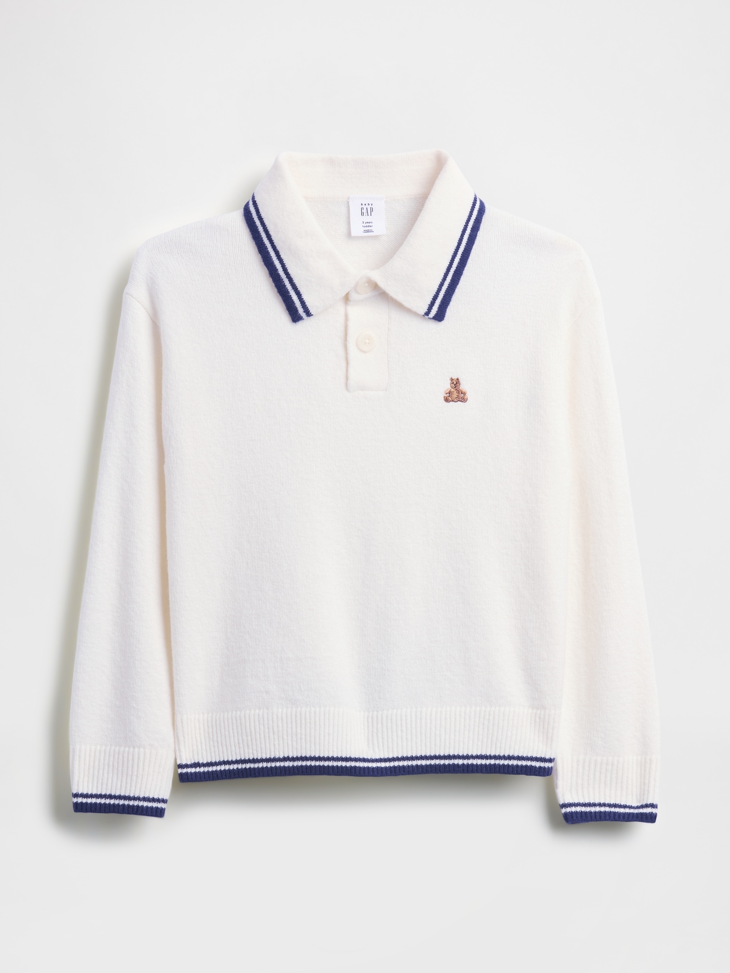 Baby & Toddler CashSoft Polo Sweater - Ivory Frost