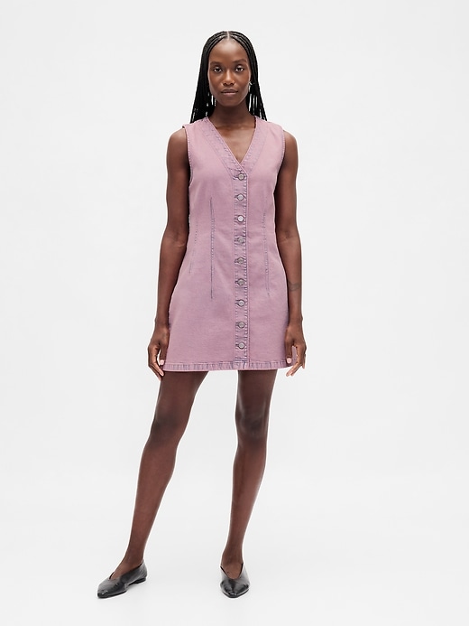 Image number 1 showing, Denim V-Neck Mini Dress