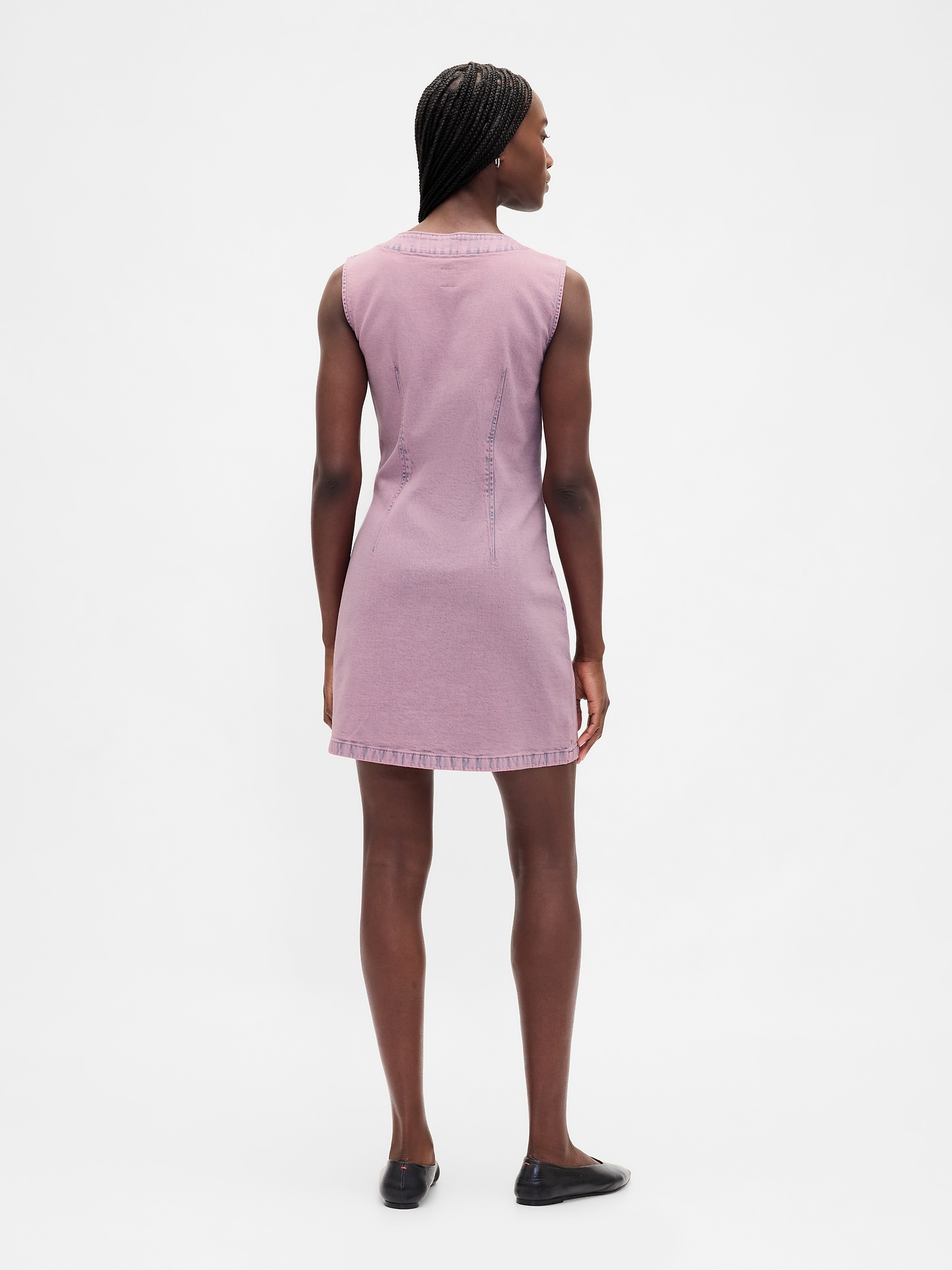 Denim V-Neck Mini Dress