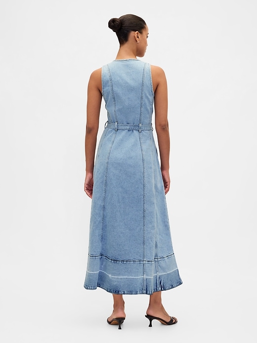Image number 2 showing, Denim Belted Button-Front Maxi Dress