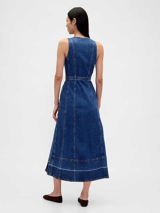 Image number 2 showing, Denim Belted Button-Front Maxi Dress