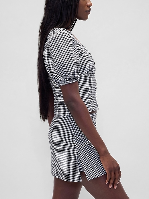 Image number 4 showing, Low Rise Linen-Blend Mini Skort