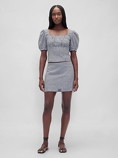 Low Rise Linen-Blend Mini Skort