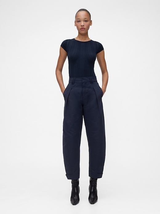 Image number 1 showing, GapStudio High Rise Barrel Trousers